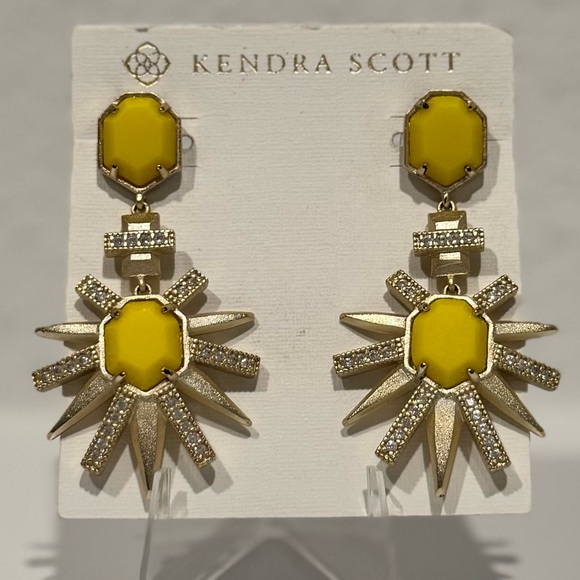 ⚡️Kendra Scott Skylar Earrings Yellow/Gold –Vintage/Rare/Limited Edition/HTF⚡️ - Picture 2 of 6